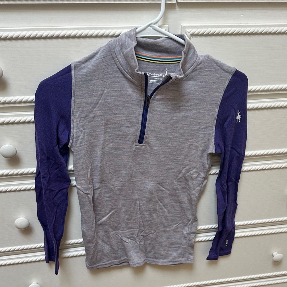 Smartwool Kids' Heather and Deep Purple Merino Wool Baselayer